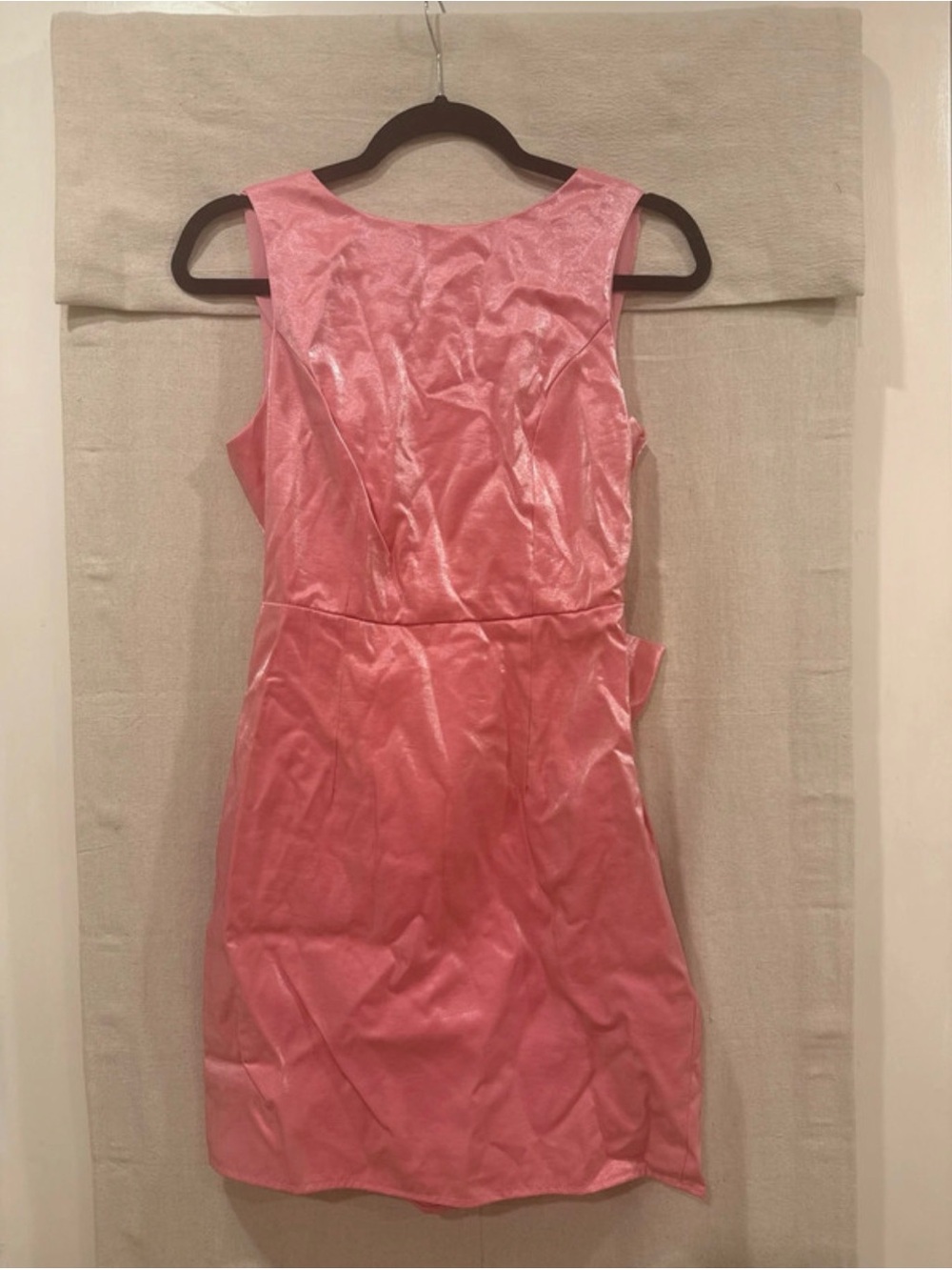 Lena Shimmer Pink Satin-Effect Sleeveless Mini Dress